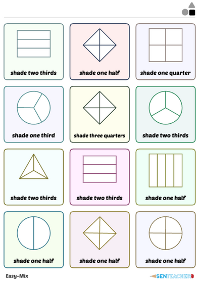 SEN Teacher : Fraction Blocks ⋆ Printable Worksheet Generator